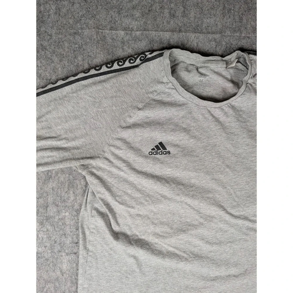 Adidas Tango Climalite Long Sleeve Shirt Gray Wave Graphic Tape Mens M